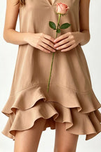 Full Size Sleeveless V-neck Ruffle Hem Mini Dress Plus (3)