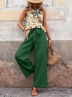 Printed Tank Top Wide Leg Pants Set