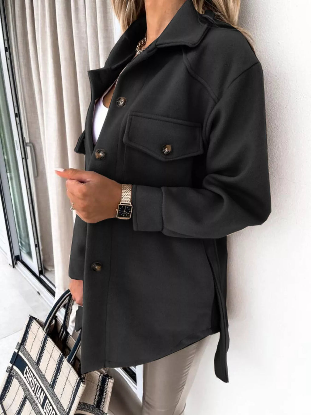 Button-down Tie Waist Coat (16)