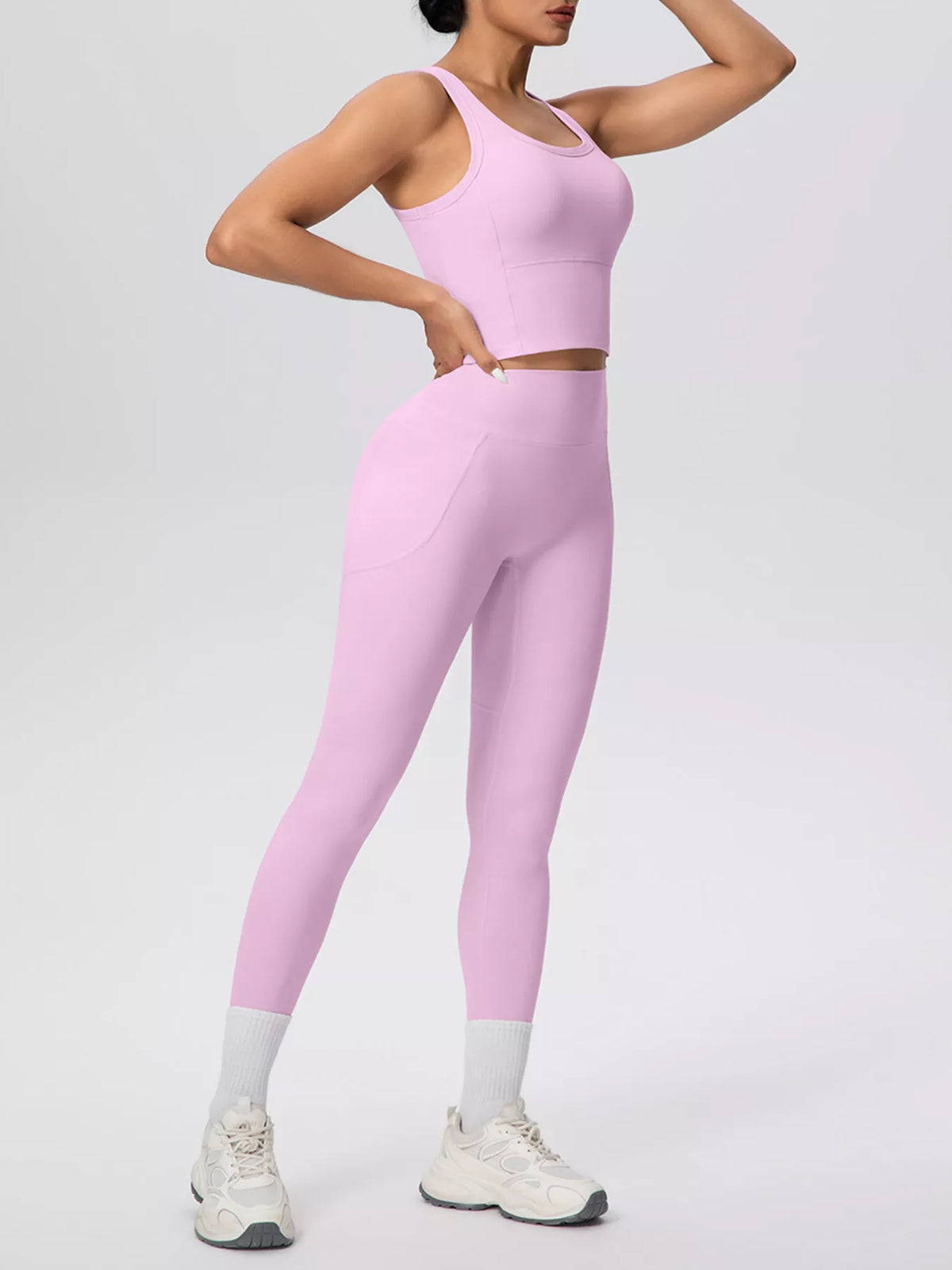 Scoop Neck Tank High-waisted Leggings Active Set (28)