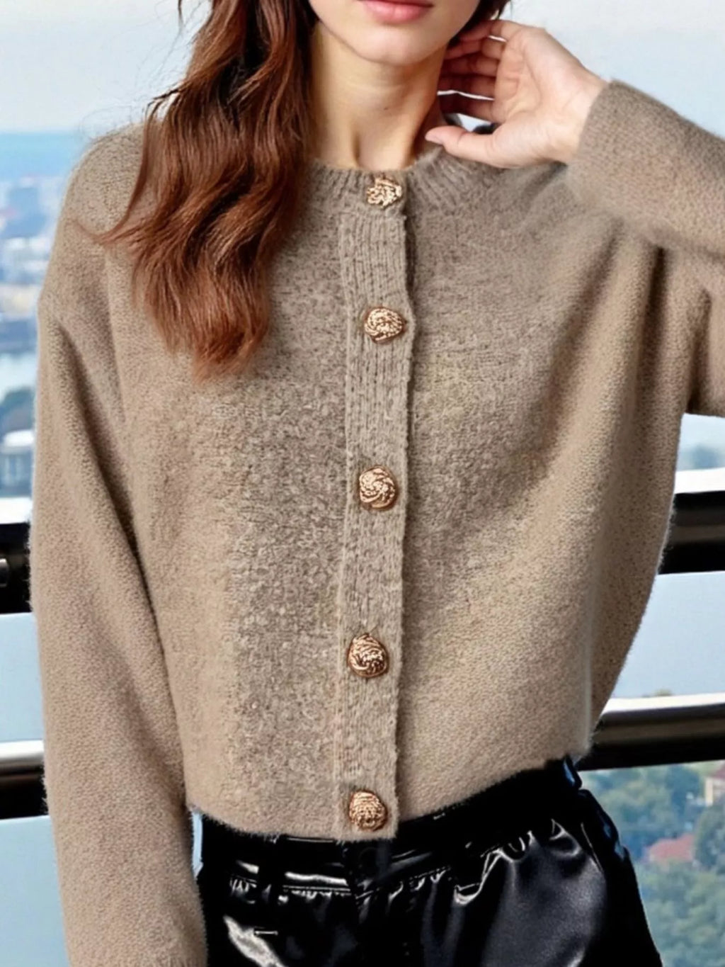 Button-up Drop Shoulder Cardigan (7)
