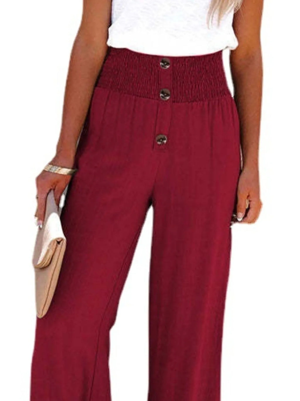 Full Size High-waisted Textured Wide Leg Pants Plus (14)