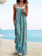 Full Size Floral Print Wide Leg Spaghetti Strap Overalls (9)