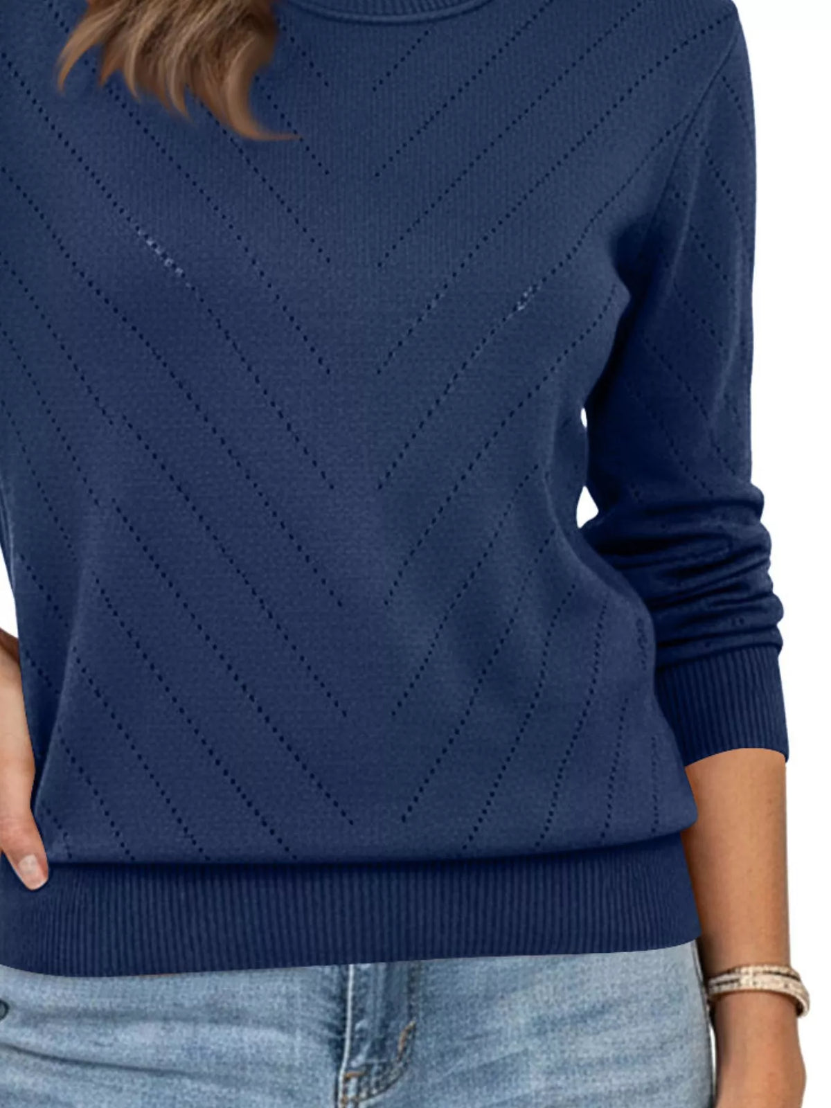 Openwork Round Neck Sweater (24)