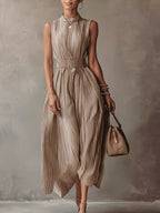 Striped Mock Neck Sleeveless Maxi Dress (8)