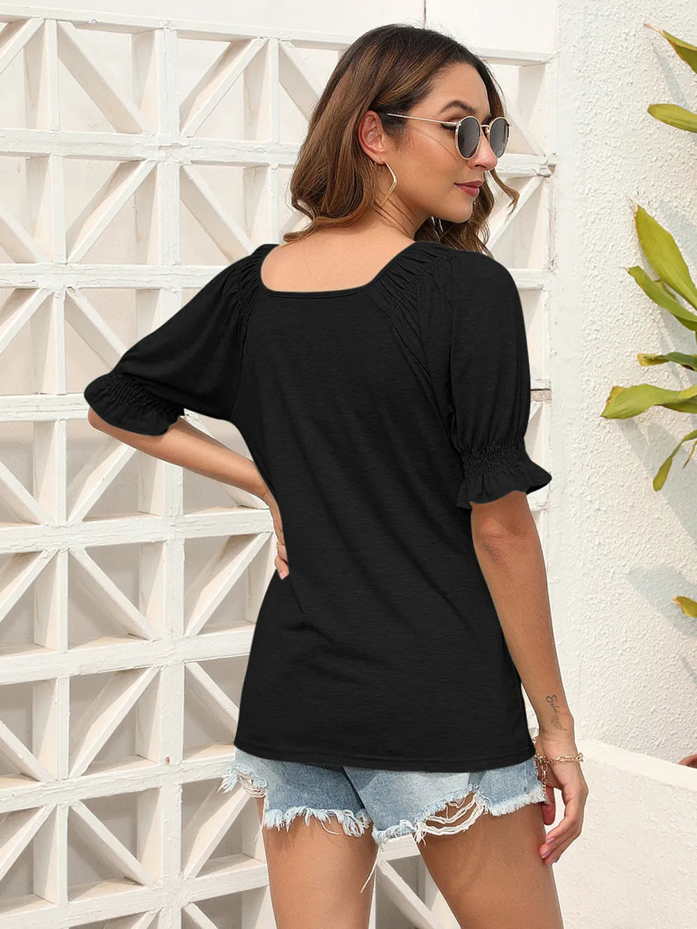 Ruched Short Sleeve Blouse (6)