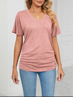 Casual V-neck Short Sleeve T-shirt (29)