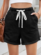 Drawstring Wash Denim Shorts (23)