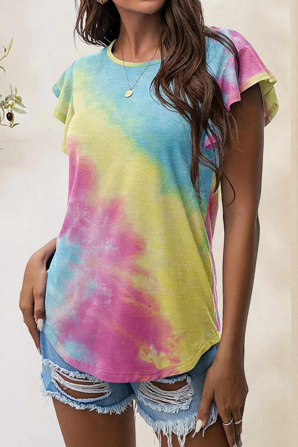 Printed Round Neck Short Sleeve T-shirt (12)