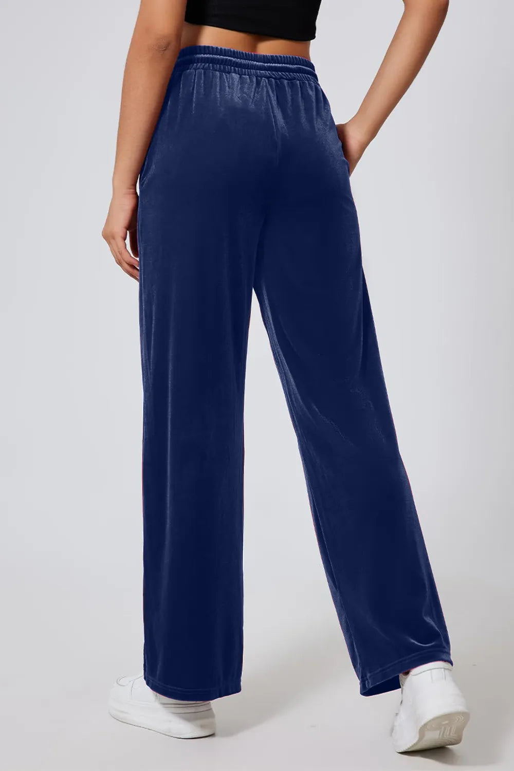 Drawstring Elastic Waist Straight Leg Pants (8)