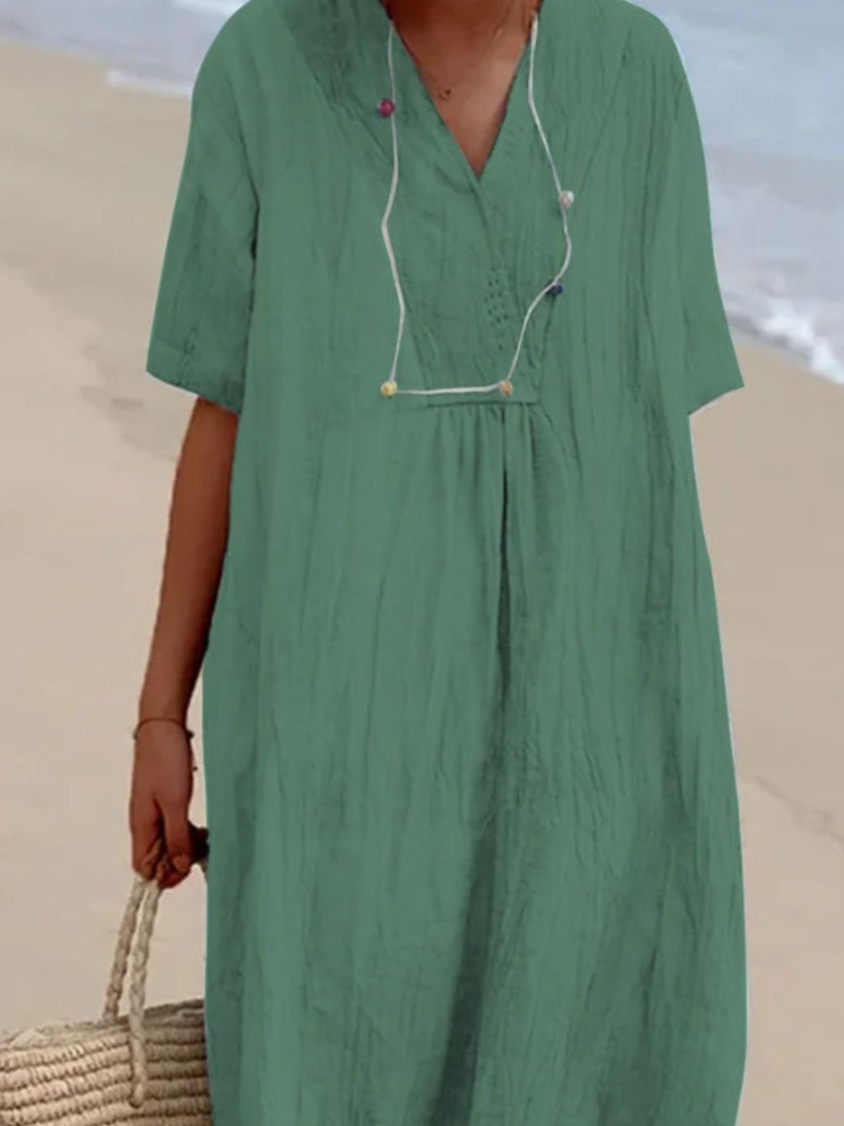 Casual Loose Short Sleeve Midi Dress (6)
