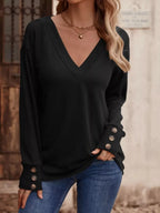 V-neck Long Sleeve T-shirt (14)