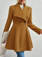 Collared Neck Button Up Long Sleeve Coat (15)