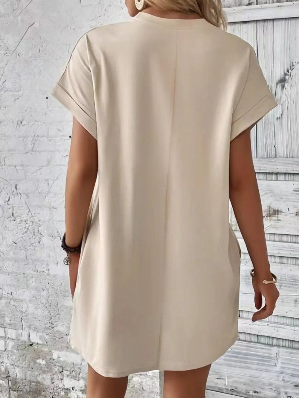 Pocketed Round Neck Short Sleeve Dress (18)