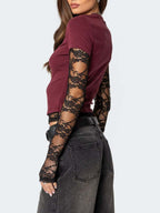 Lace Sleeve Fitted T-shirt (12)