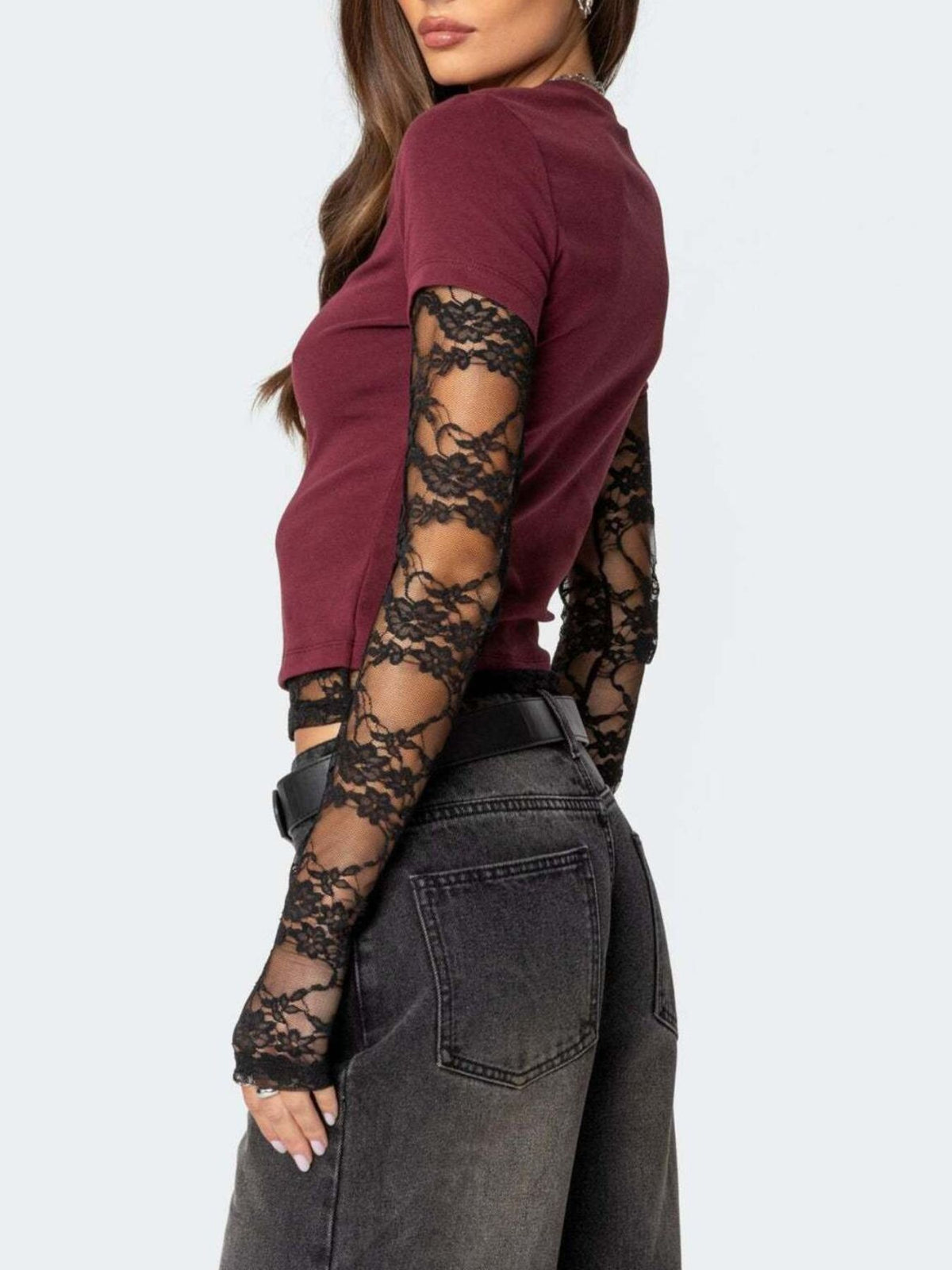 Lace Sleeve Fitted T-shirt (12)
