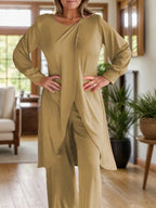 Full Size Slit Round Neck Long Sleeve Top Pants Set (23)