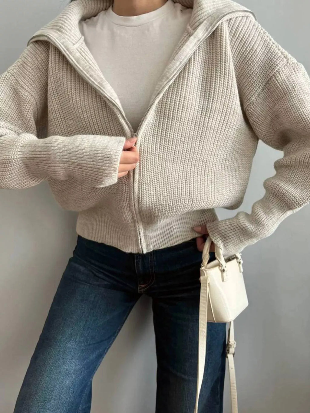 Zip Up Dropped Shoulder Cardigan (22)