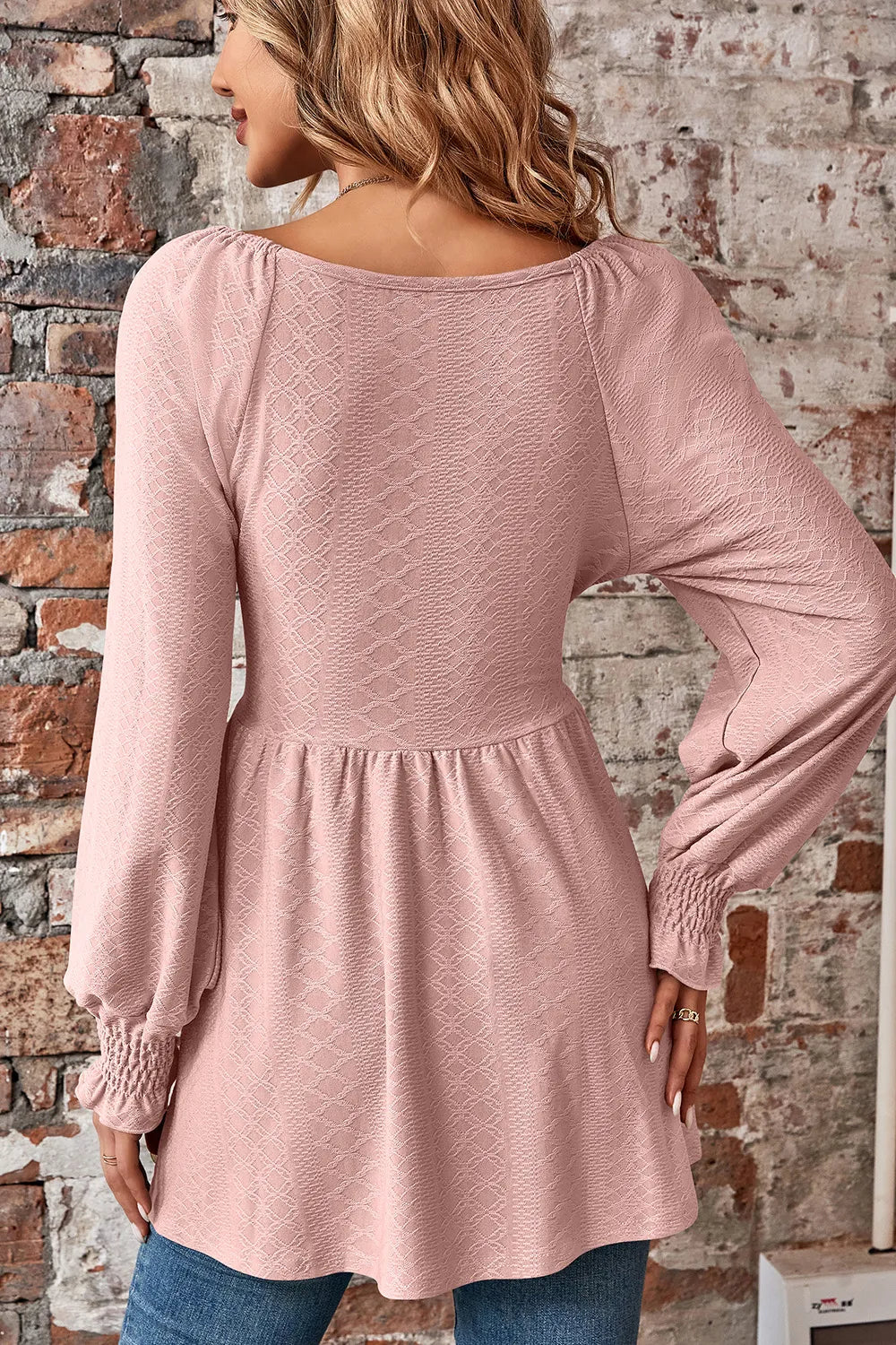 Peplum V-neck Long Sleeve Blouse (20)