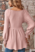 Peplum V-neck Long Sleeve Blouse (20)