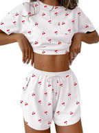 Printed Round Neck Tee Shorts Set (15)