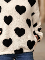 Fuzzy Heart Pocketed Dropped Shoulder Hoodie (3)