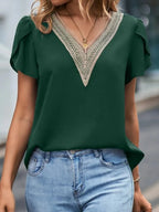 V-neck Petal Sleeve Blouse
