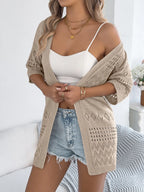 Openwork Open Front Half Sleeve Cardigan (16)