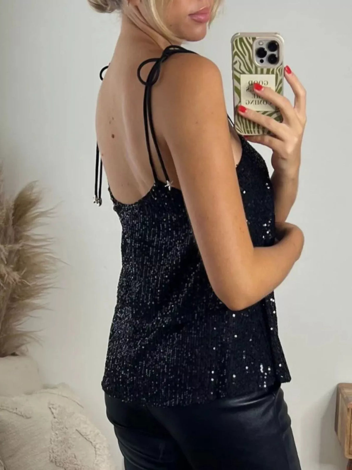 Full Size Sequin Tie Shoulder Cami Plus (6)