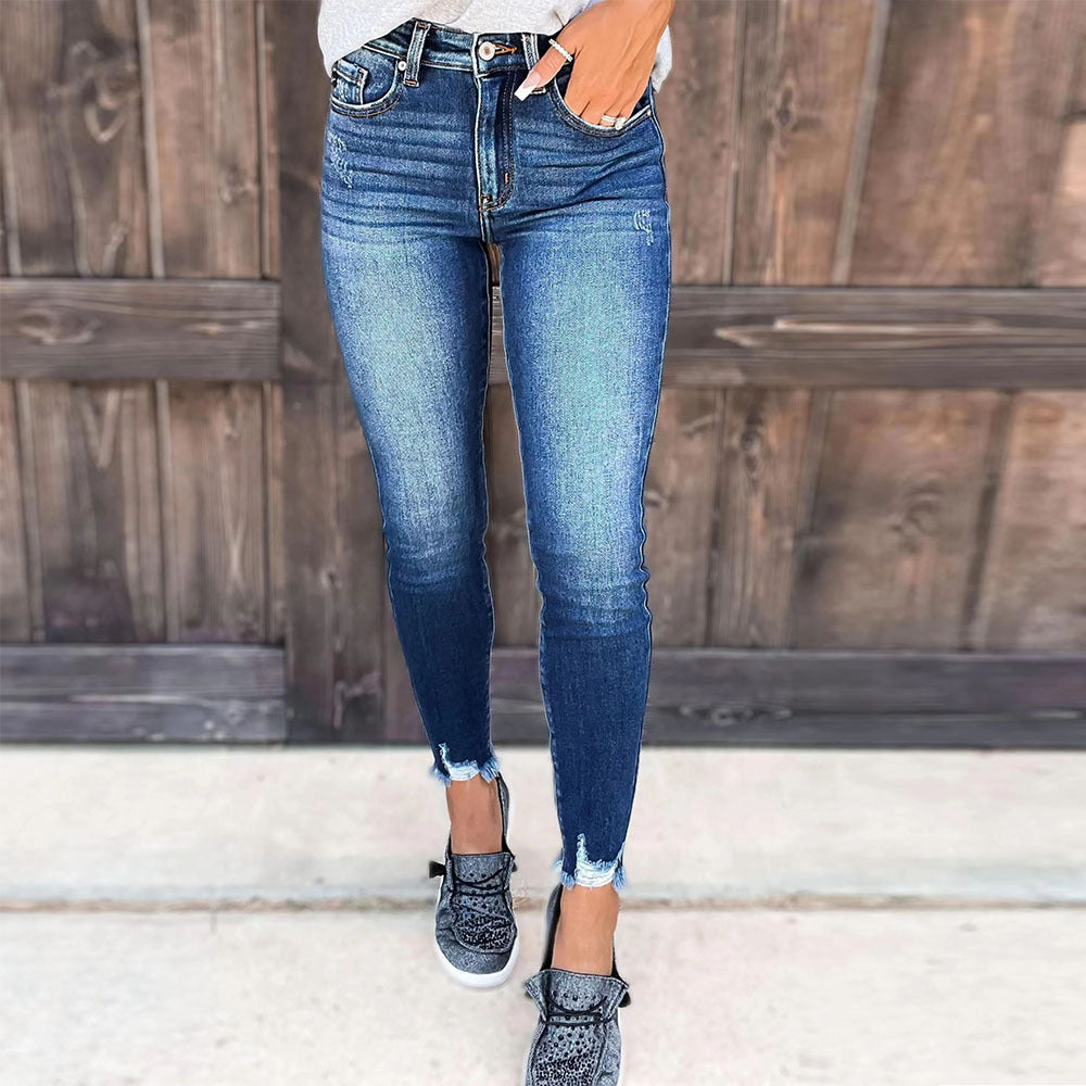 Street White Burrs Tassels Skinny Jeans photo 4