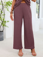 Lace Detail Short Sleeve Top Pants Set (4)
