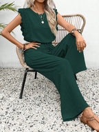 Lace Trim Round Neck Top Pants Set (18)