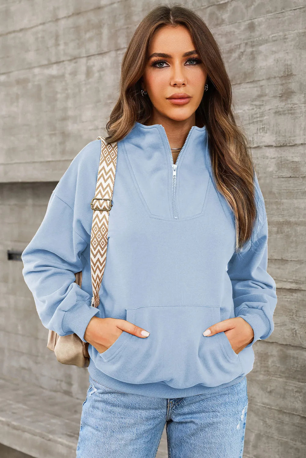 Quarter Zip Dropped Shoulder Sweatshirt (13)