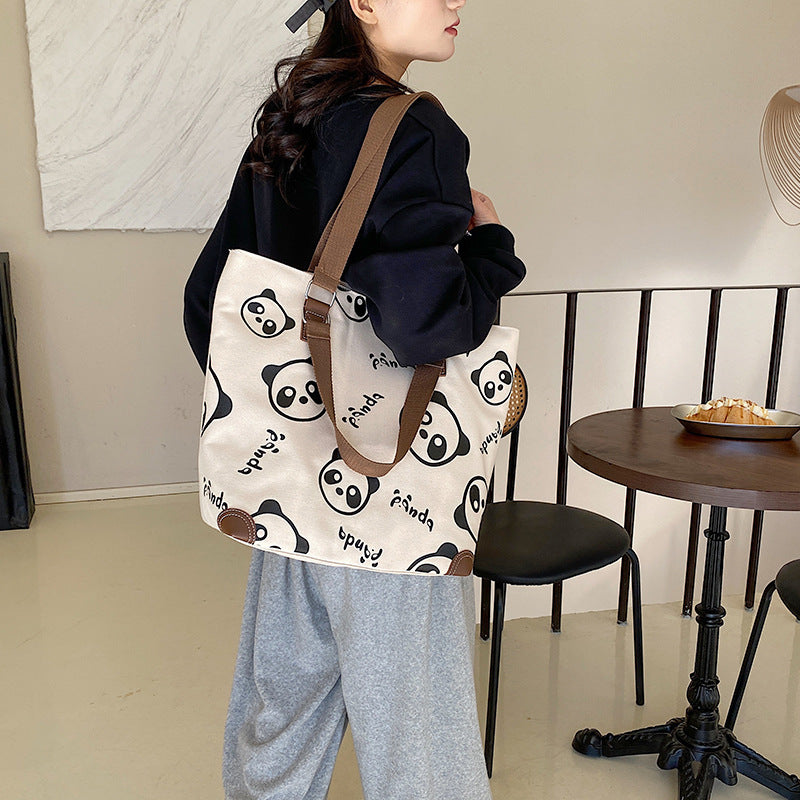 Cute Panda Canvas Bag Cartoon Casual Shoulder photo 7
