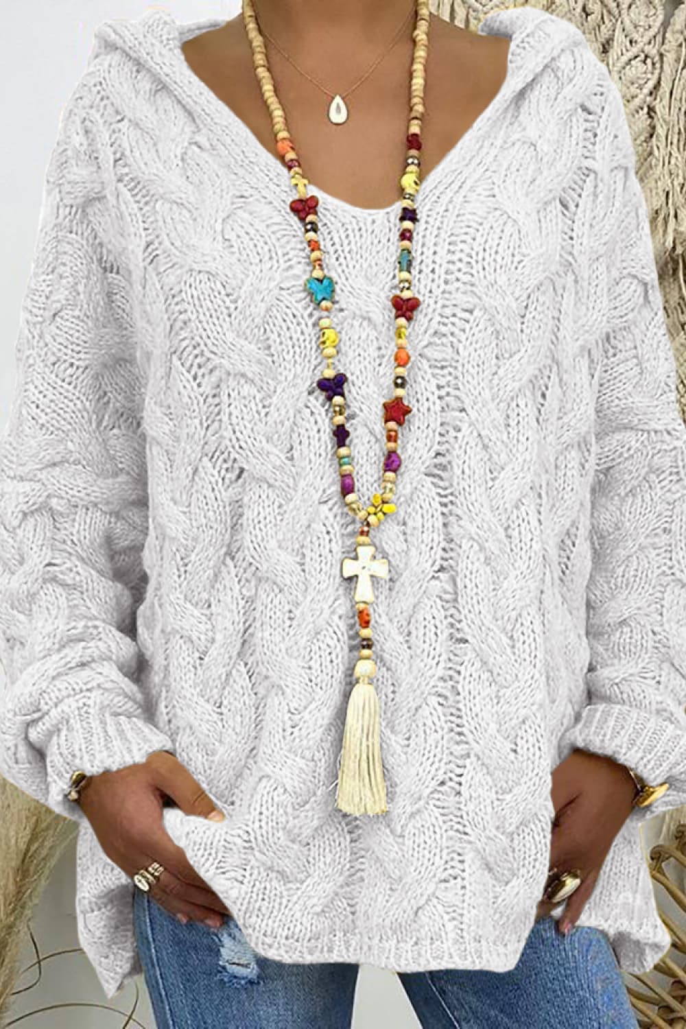 Cable-knit Hooded Sweater (15)