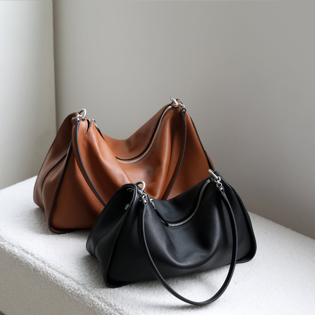 Toast-colored Casual Top-grain Leather Tote Bag photo 4