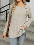 Round Neck Knit Button Top