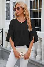 Round Neck Slit Half Sleeve Top (22)