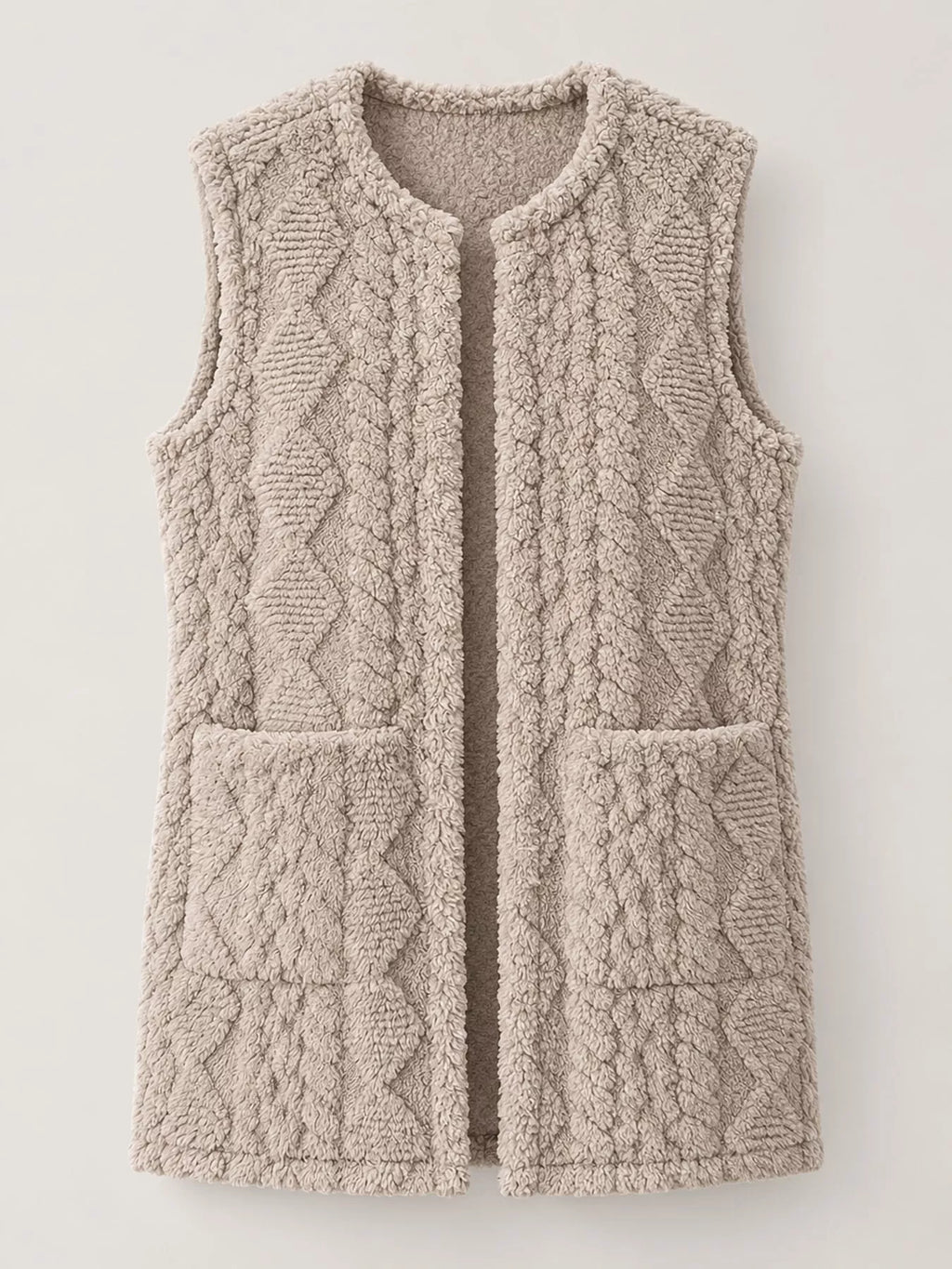 Sherpa Open Front Vest Coat (5)