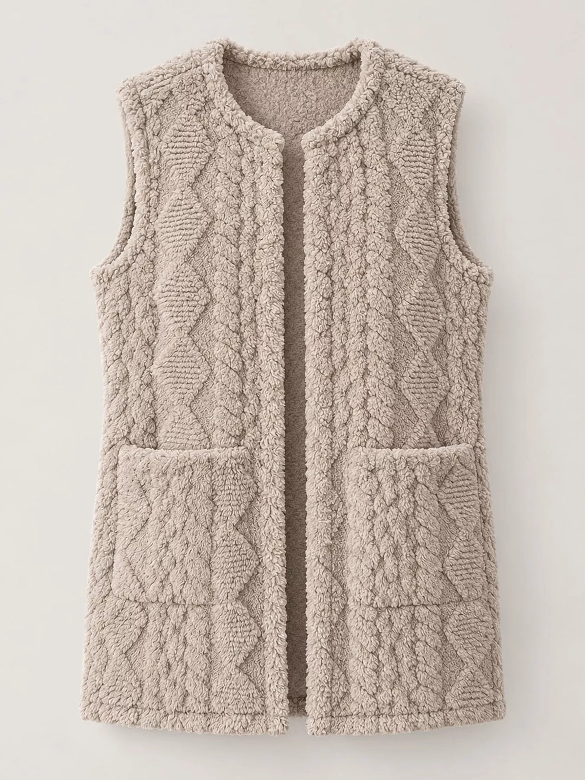 Sherpa Open Front Vest Coat (5)