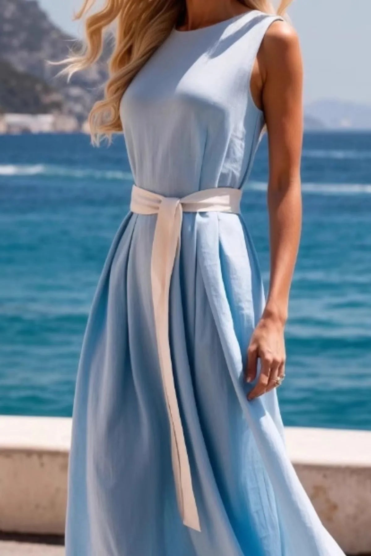 Round Neck Sleeveless Midi Dress (11)