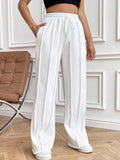 Drawstring Wide Leg Pants Pockets