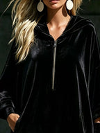 Full Size Half-zip 3/4 Sleeve Hoodie Dress Plus (11)