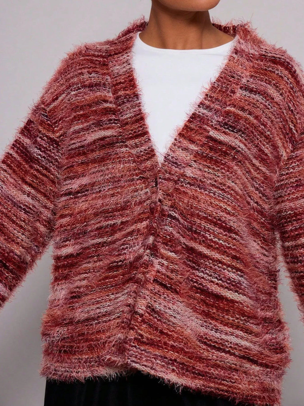 Chunky Knit V-neck Button-up Cardigan (18)