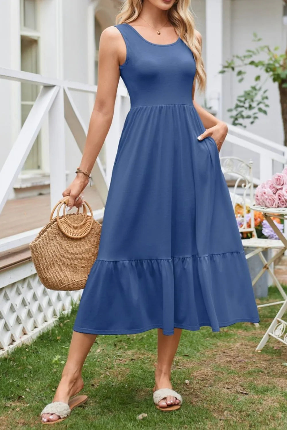 Round Neck Wide Strap Tank Dress (14)