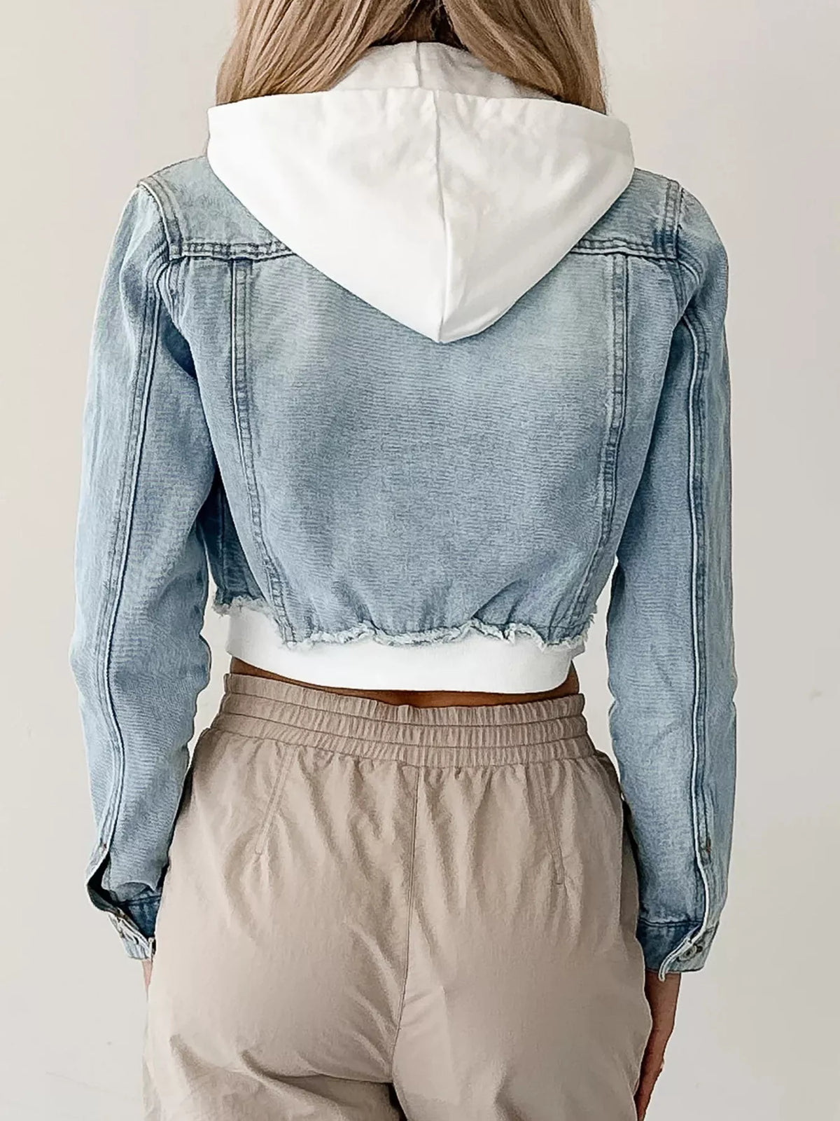 Distressed Zip Up Cropped Hooded Denim Jacket (2)