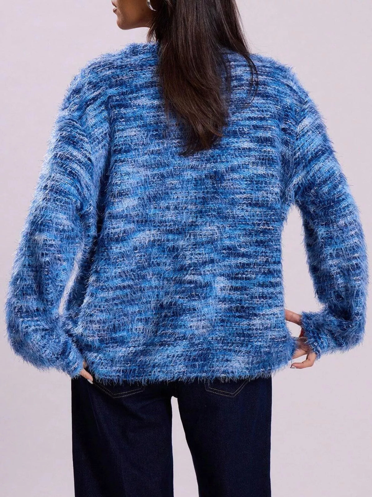 Chunky Knit V-neck Button-up Cardigan (13)