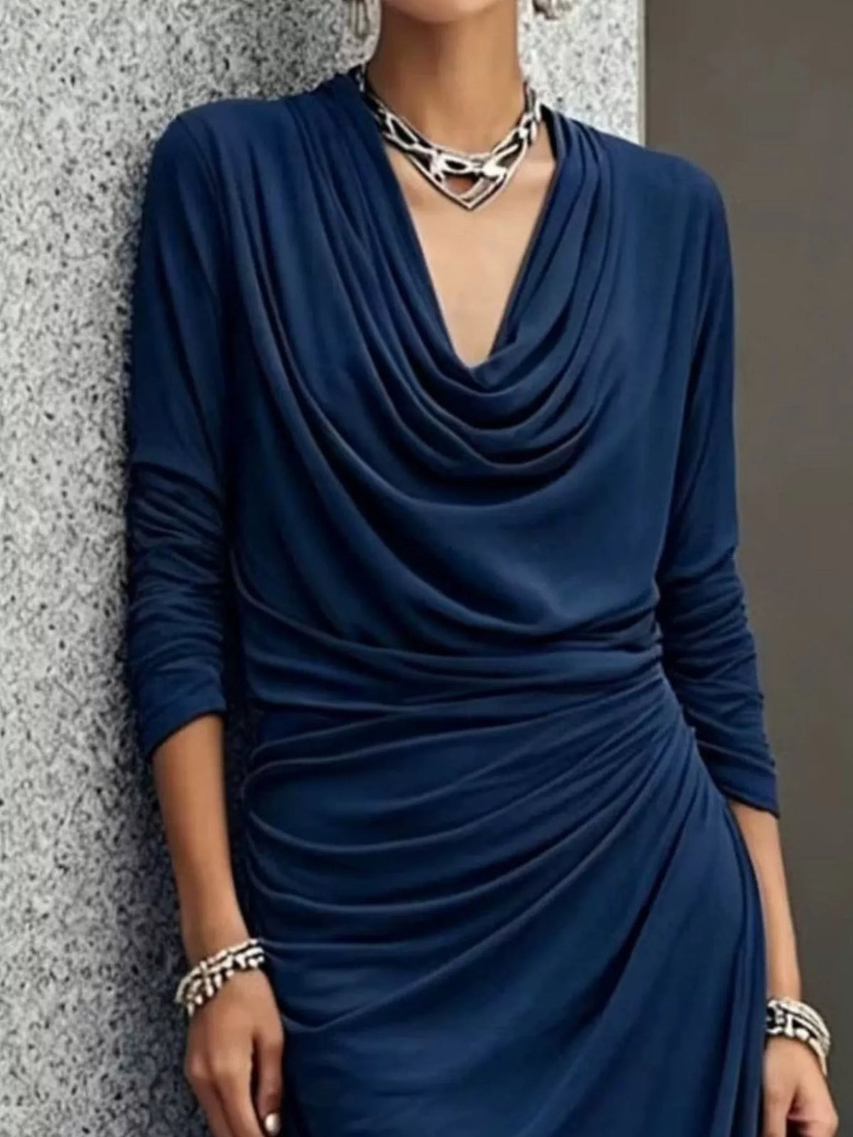 Cowl Neck Long Sleeve Maxi Dress (6)