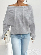 Off-shoulder Drawstring Sweatshirt (2)