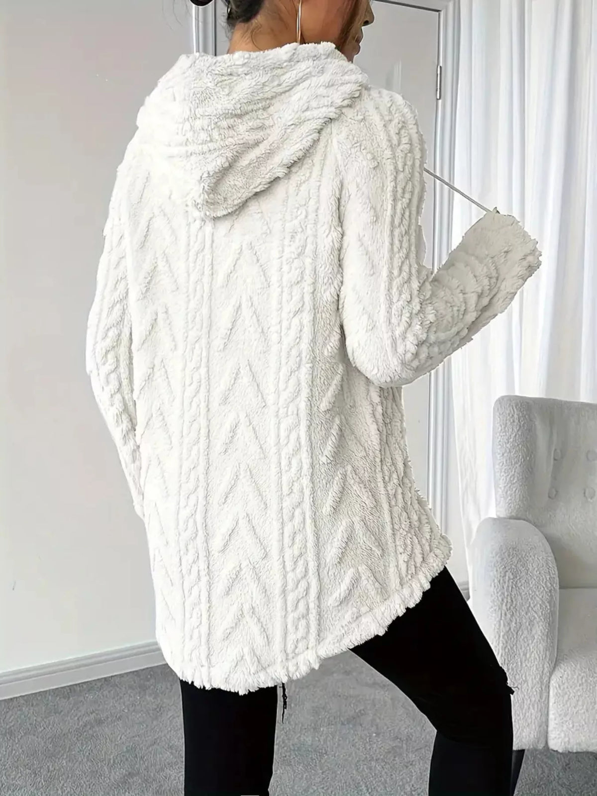 Cozy Textured Drawstring Fleece Hoodie (13)
